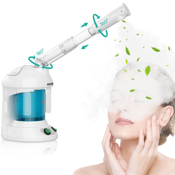 Berlaney Nano Ionic Face Steamer with 360° Rotating Arm, 2.91 lbs, Portable Facial Steamer for Personal Care at Home or Salon