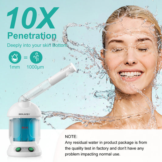 Berlaney Nano Ionic Face Steamer with 360° Rotating Arm, 2.91 lbs, Portable Facial Steamer for Personal Care at Home or Salon