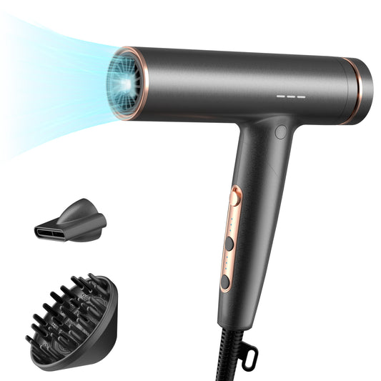 Berlaney Ionic Salon Hair Dryer, 1600W Professional Blow Dryer with 110000RPM High Speed Brushless Motor for Fast Drying, Lightweight, Low Noise, Locking Function, 4 Temps & 3 Speeds