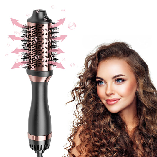 Berlaney Hair Dryer Brush Blow Dryer Brush in One, 4 in 1 Ionic Hair Dryer and Styler Volumizer with Oval Titanium Barrel, Hot Air Straightener Brush for Smooth Frizz-Free Blowout, Results for All Hair Types (Black)