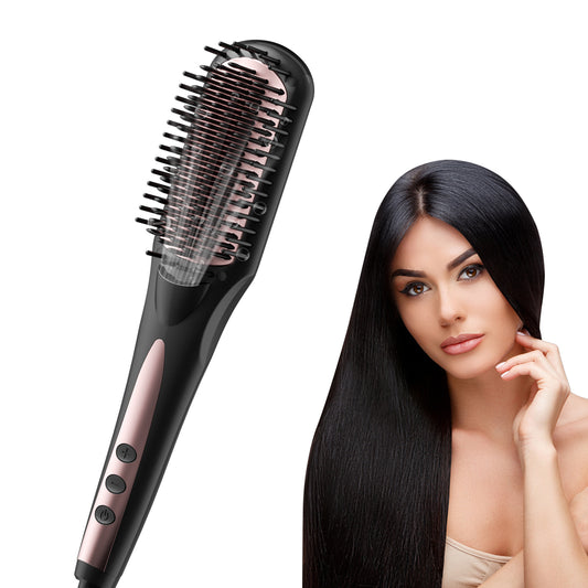 Berlaney Hair Straightener Brush - One-Step Hair Straightener for Women, Straightening Brush with Negative Ions, Dual Voltage, Hot Comb Flat Iron for Frizz-Free Styles, Sleek Styles on All Hair Types
