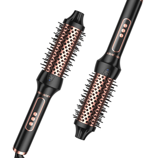 Berlaney Thermal Brush, 1 1/2 inch Heated Round Brush with Detachable Head, Tourmaline Ceramic, Negative Ion Technolog, Easy to Create Blowout Look, Less Damage, Black & Rose Gold