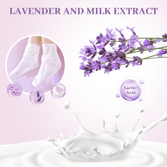 Foot Peeling Mask, Feet Peeling Masks for Dry, Cracked Heels & Calluses with Natural Lavender in 1-2 Weeks, Exfoliating Mask Make Feet Baby Soft, 3 Pairs