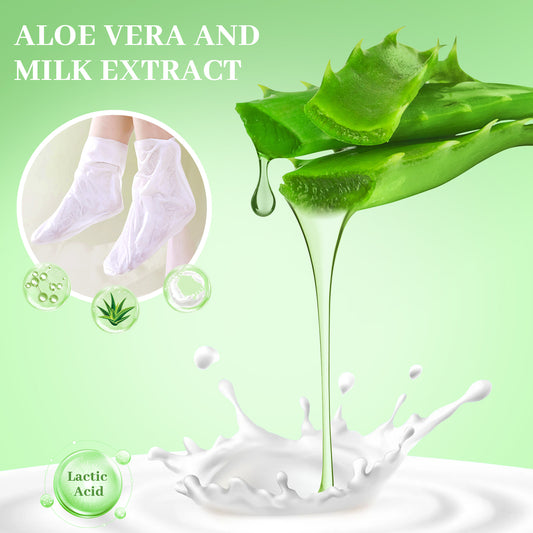 Aloe Vera Foot Peeling Mask, Baby Feet Exfoliating Peel for Dead Skin Removal& Moisturizing Care, Dry Cracked Heels Relief, Softening Rough Feet Spa Socks, 3 Pairs Pack(Unisex)