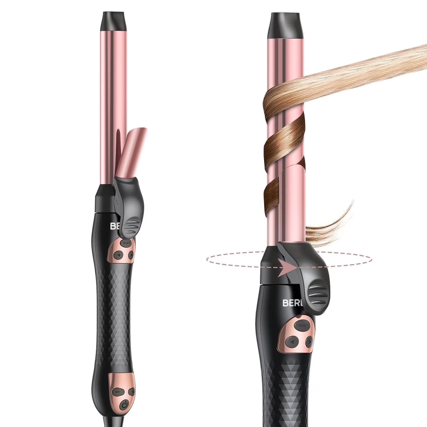 Berlaney Automatic Rotating Curling Iron, 1 ¼ inch Beach Waves Self Wand Curler, Dual Voltage, Best hair curler for All Types Hair, Black